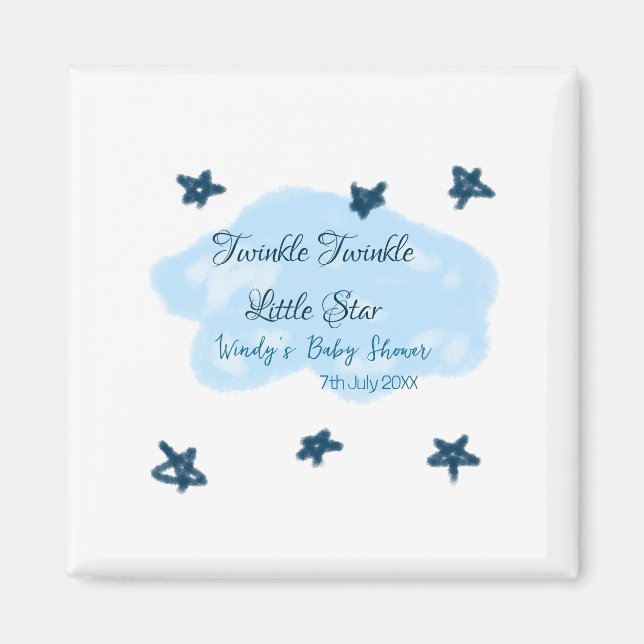 Blue clouds twinkle Twinkle Little Star baby showe Magnet (Front)