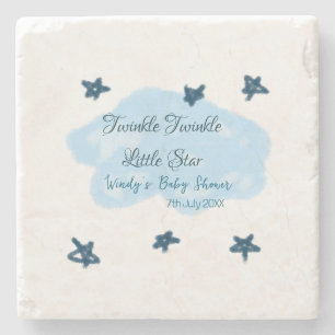 Blue clouds twinkle Twinkle Little Star baby showe Stone Coaster