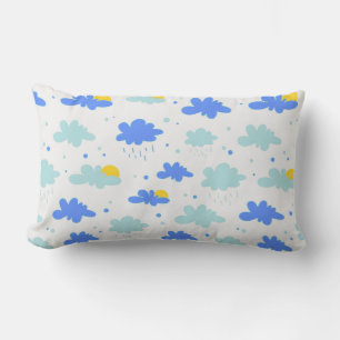 Blue Clouds,Yellow Suns and Raindrops Lumbar Cushion