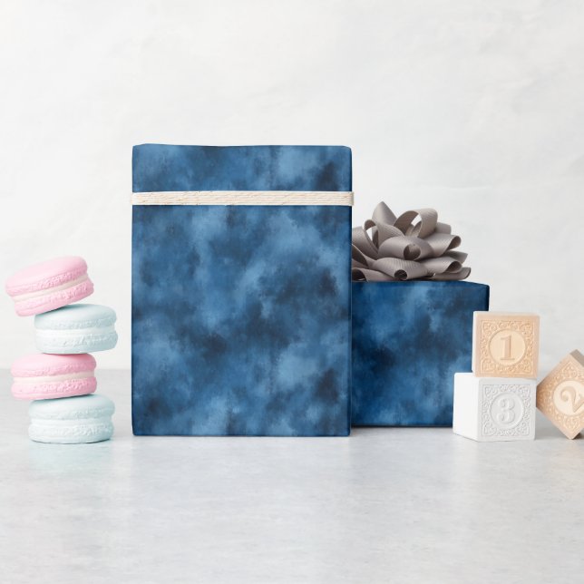 Blue Cloudy Abstract Wrapping Paper (Baby Shower)