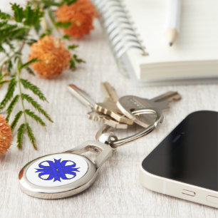 Blue Clover Ribbon by Kenneth Yoncich Key Ring