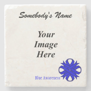 Blue Clover Ribbon by Kenneth Yoncich Stone Coaster