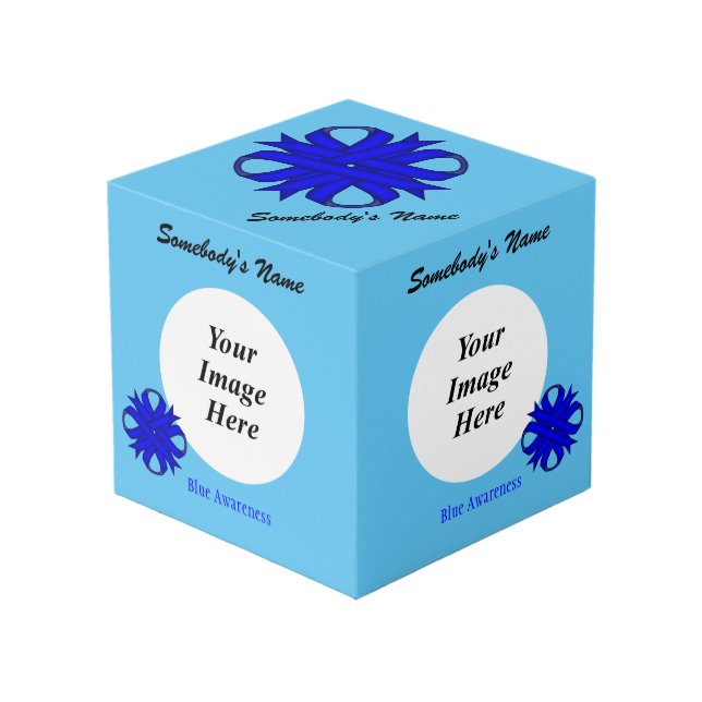 Blue Clover Ribbon Template by Kenneth Yoncich Cube (Front Angled)