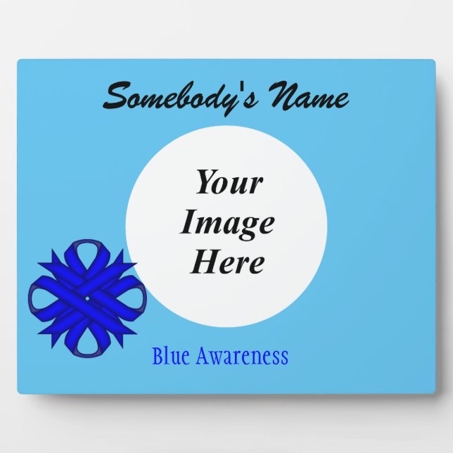 Blue Clover Ribbon Template by Kenneth Yoncich Plaque (Front)