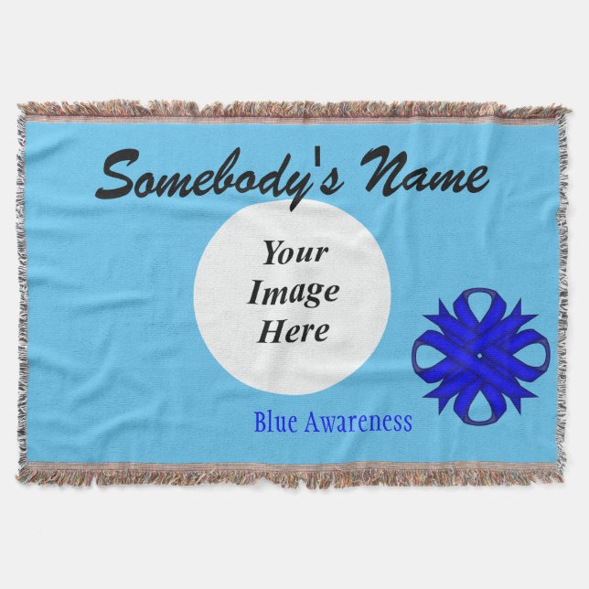 Blue Clover Ribbon Template by Kenneth Yoncich Throw Blanket (Front)
