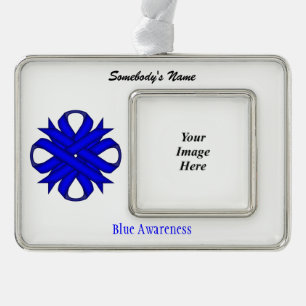 Blue Clover Ribbon Tmpl (H-O) by Kenneth Yoncich Silver Plated Framed Ornament