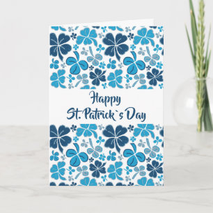Blue Clover Shamrock Pattern St. Patrick`s Day  Card