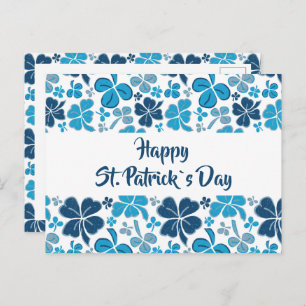 Blue Clover Shamrock Pattern St. Patrick`s Day Postcard