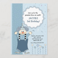 Blue Clown Invitation