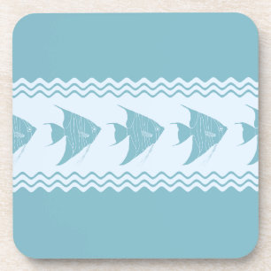 Blue Coastal Angelfish Stripes Coaster