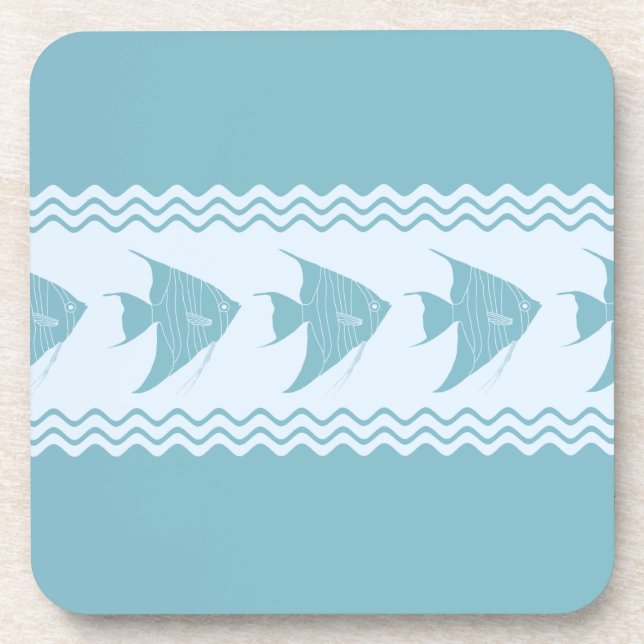 Blue Coastal Angelfish Stripes Coaster (Front)