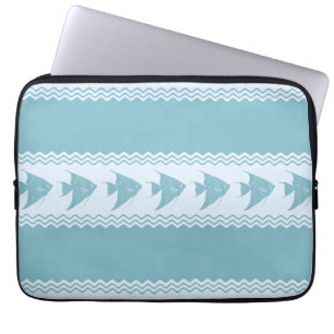 Blue Coastal Angelfish Stripes Laptop Sleeve