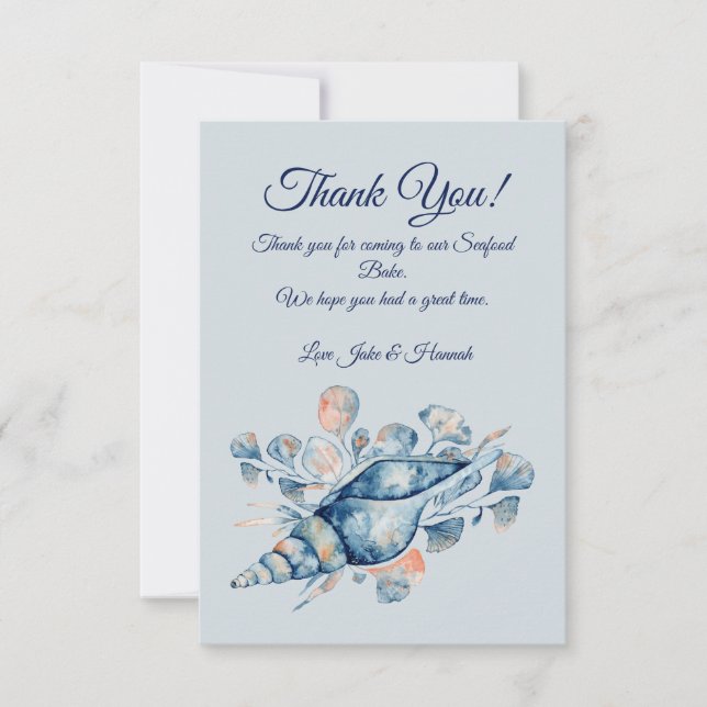 Blue Coastal Beach Thank you Cards (Front)