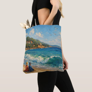 Blue Coastal Beach Tote Bag