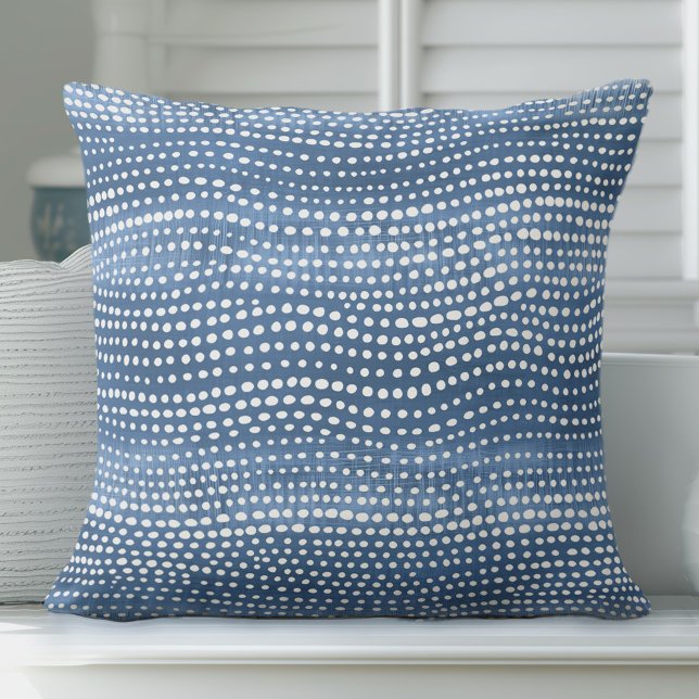 Blue Coastal Boho Throw Pillow (Creator Uploaded)