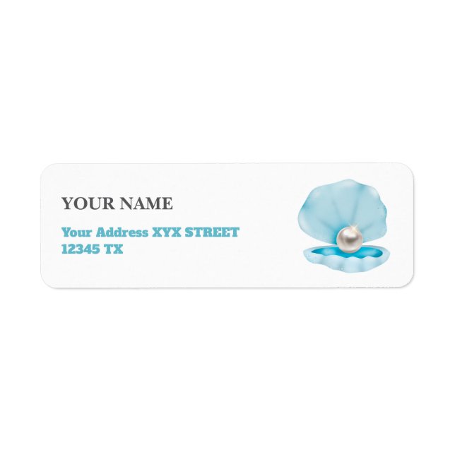 Blue Coastal Chic Seashell Return Address Label (Front)