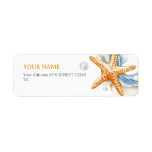 Blue Coastal Chic Seashell Return Address Label