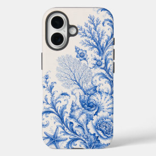 Blue Coastal Chinoiserie Seashell Phone Case