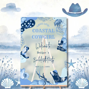 blue coastal cowgirl bachelorette welcome party acrylic sign