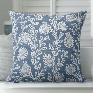 Blue Coastal Hamptons Throw Pillow