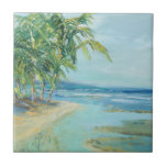 Blue Coastal Lagoon Ceramic Tile<br><div class="desc">"Blue Coastal Lagoon" by Suzanne Wilkins. Features a serene beach with tropical trees.</div>