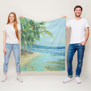 Blue Coastal Lagoon Fleece Blanket