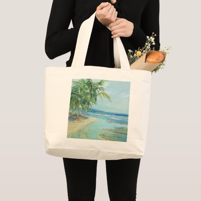 Blue Coastal Lagoon Large Tote Bag (Front (Product))
