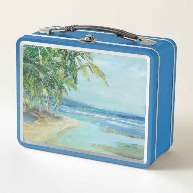 Blue Coastal Lagoon Metal Lunch Box (Front)