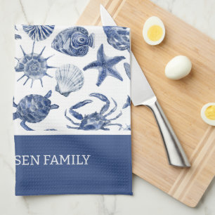 Blue Coastal Living Home Decor Tea Towel