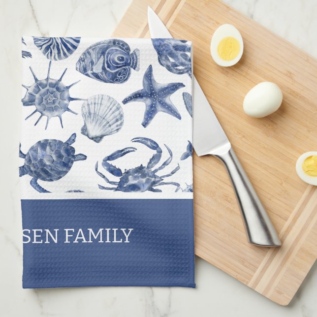 Blue Coastal Living Home Decor Tea Towel (Quarter Fold)