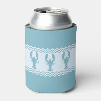 Blue Coastal Lobster Stripes Can Cooler
