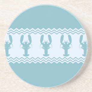 Blue Coastal Lobster Stripes Coaster
