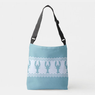 Blue Coastal Lobster Stripes Crossbody Bag