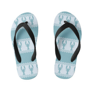 Blue Coastal Lobster Stripes Kid's Thongs