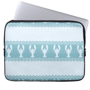 Blue Coastal Lobster Stripes Laptop Sleeve