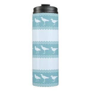 Blue Coastal Sandpiper Bird Stripes Thermal Tumbler