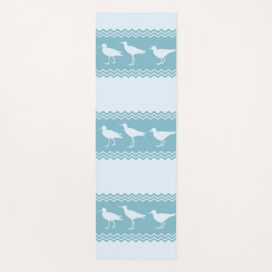 Blue Coastal Sandpiper Bird Stripes Yoga Mat
