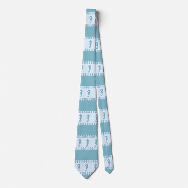 Blue Coastal Seahorses Stripes Tie (Front)