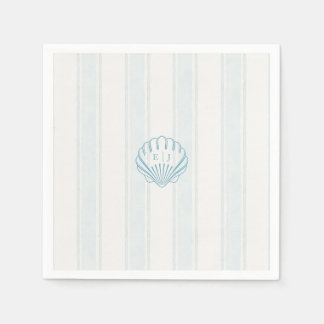 Blue Coastal Seashell Wedding Napkin
