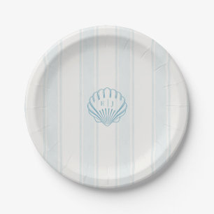 Blue Coastal Seashell Wedding Paper Plate