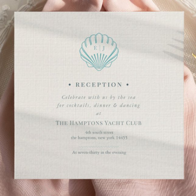 Blue Coastal Seashell Wedding Reception Enclosure Card (Creator Uploaded)
