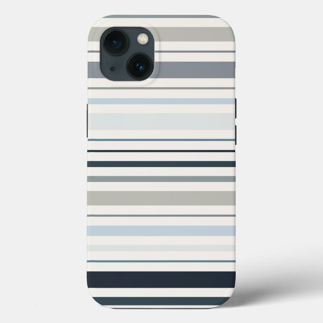 Blue Coastal Stripes Case-Mate iPhone Case (Back)