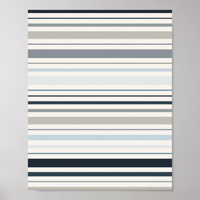 Blue Coastal Stripes Poster (Front)