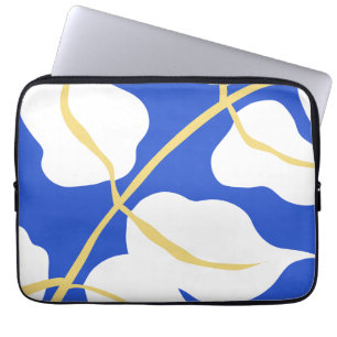 Blue coastal summer print leaf laptop sleeve