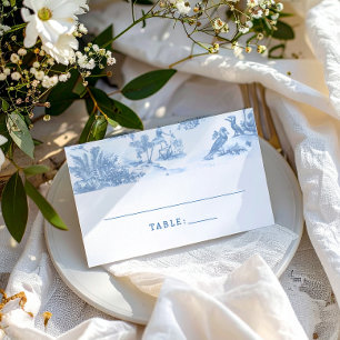 Blue Coastal Toile Wedding Place Cards