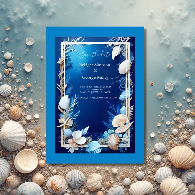blue coastal vibe wedding Invitation (Creator Uploaded)