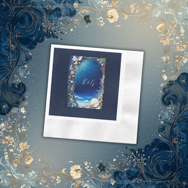 blue coastal vibe wedding napkin (Creator Uploaded)
