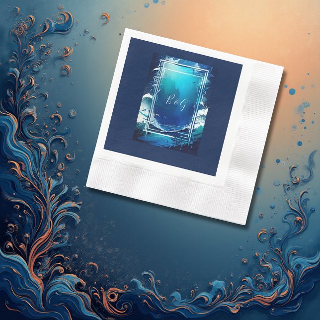 blue coastal vibe wedding napkin (Creator Uploaded)