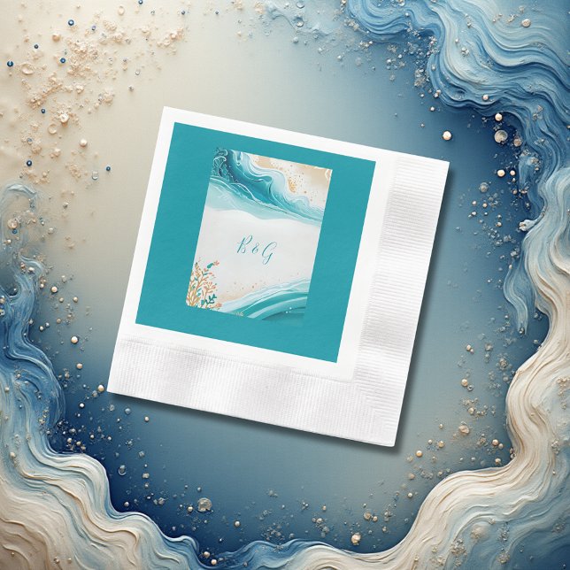 blue coastal vibe wedding napkin (Creator Uploaded)
