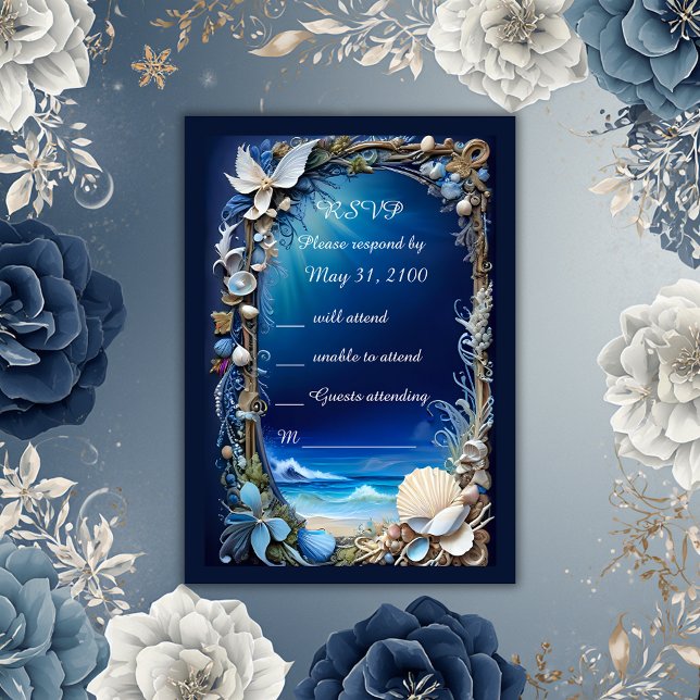 blue coastal vibe wedding rsvp card (Creator Uploaded)